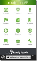 The RootsTech App Main Screen