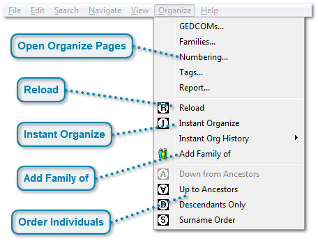 The Organize Menu